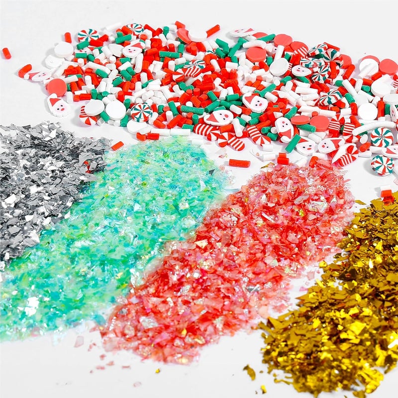 Resiners Resin Ornament Kit, 27Pcs Glitter Powder Resin Kit with Glitter for Crafts, Mica Powder, Gold Foil Flakes & Clay Fruit Slices, for Jewelry Making DIY Crafts & Christmas Gift - Image 5